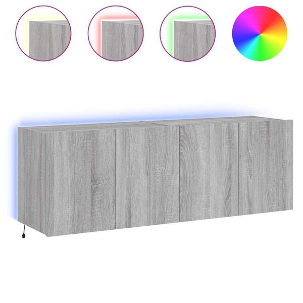 vidaXL TV-Wandschr&auml;nke mit LED-Leuchten 2 Stk. Grau Sonoma 60x35x41 cm