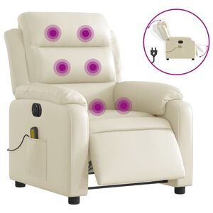 vidaXL Massagesessel Elektrisch Creme Kunstleder