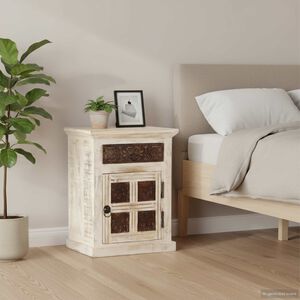 vidaXL Nachttisch Wei&szlig; 40&times;30&times;50 cm Mango Massivholz