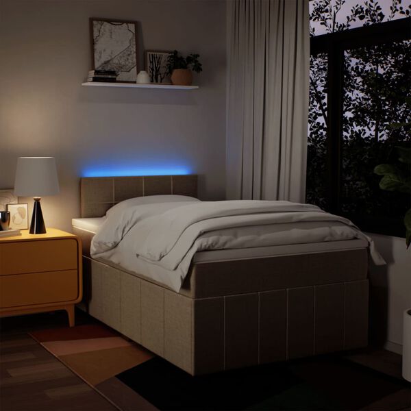 vidaXL Boxspringbett mit Matratze Creme 120x190 cm Stoff