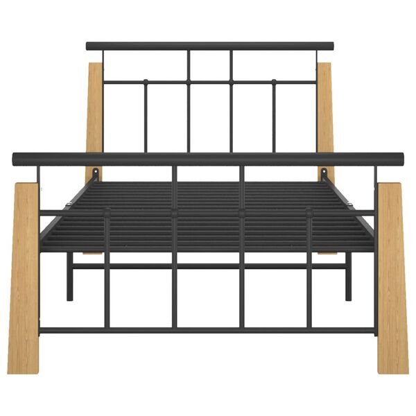 vidaXL Bettgestell Metall und Massivholz Eiche 90x200 cm