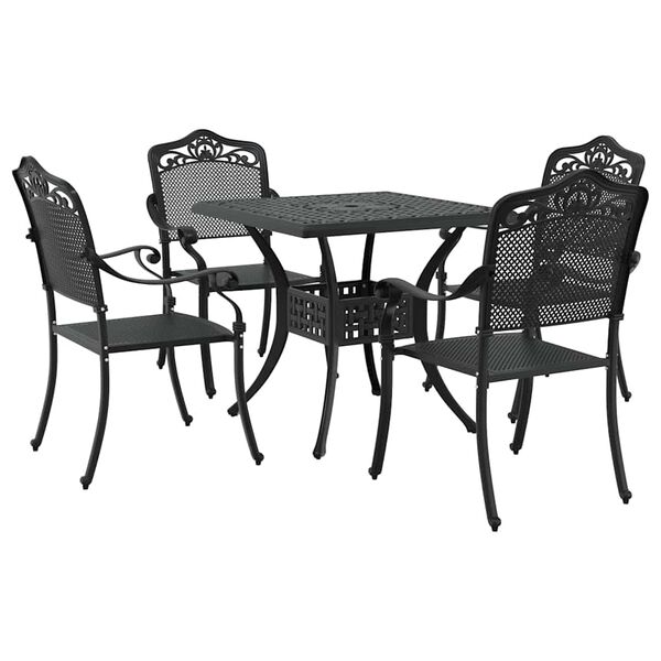 vidaXL Gartentisch Set 5 pcs Schwarz Gussaluminium
