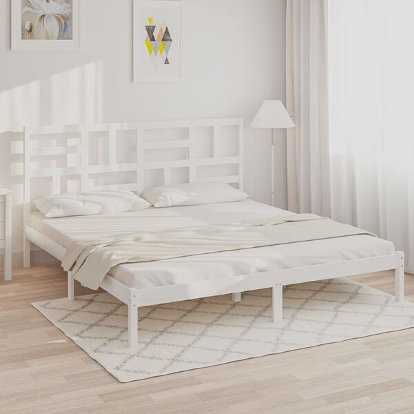 vidaXL Massivholzbett Wei&szlig; 180x200 cm