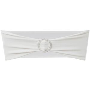 vidaXL 25 x Stretch Stuhlschleifen + Diamant Schnalle cremefarben
