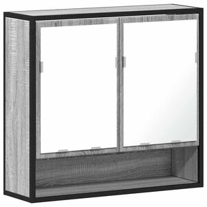 vidaXL Bad-Spiegelschrank Grau Sonoma 65x20x60 cm Holzwerkstoff
