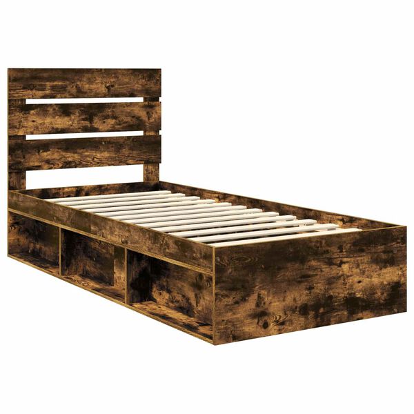 vidaXL Bettrahmen Ger&auml;ucherte Eiche 75 x 190 cm Massives Kiefernholz