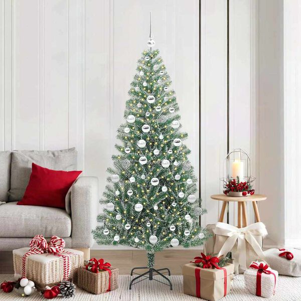 vidaXL K&uuml;nstlicher Weihnachtsbaum beschneit mit LED Licht 180 cm