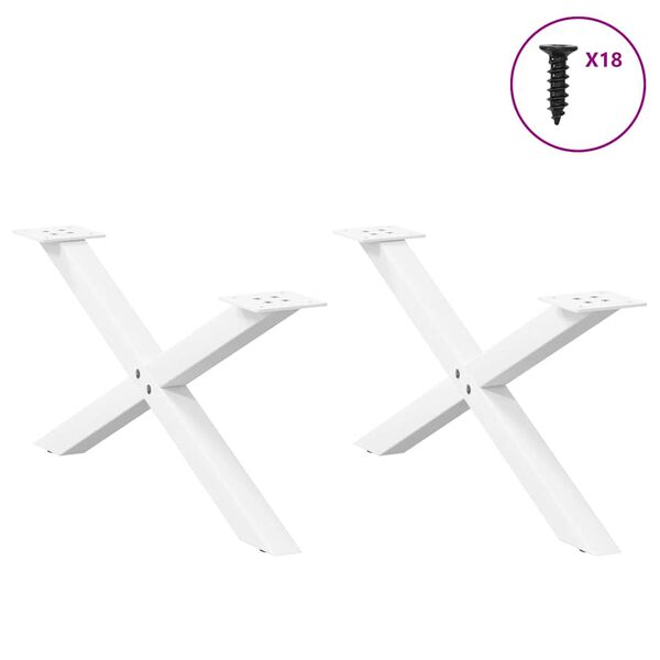 vidaXL Couchtischbeine X-Form 2 Stk. Wei&szlig; 70x(30-31) cm Stahl