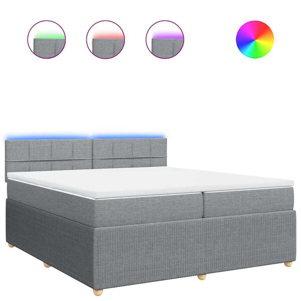 vidaXL Boxspringbett mit Matratze Hellgrau 200x200 cm Stoff