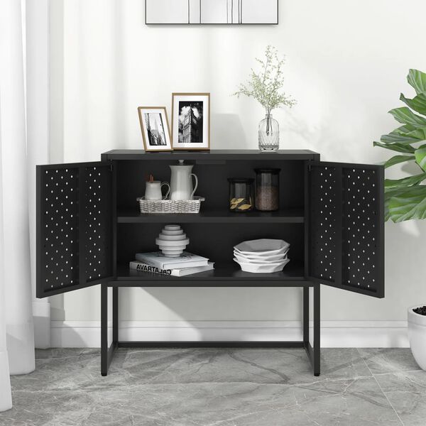 vidaXL Sideboard Schwarz 75x35x75 cm Stahl
