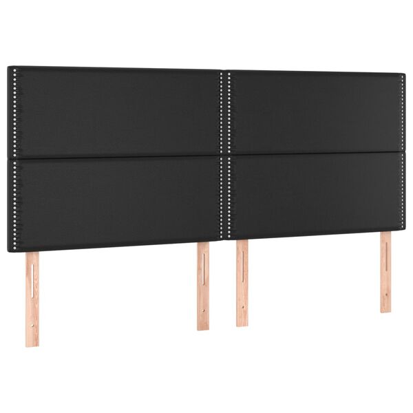 vidaXL LED Kopfteil Schwarz 200x5x118/128 cm Kunstleder