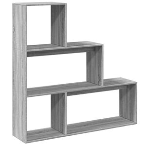 vidaXL Raumteiler-B&uuml;cherregal 3 Stufen Grau Sonoma 123x29x123 cm