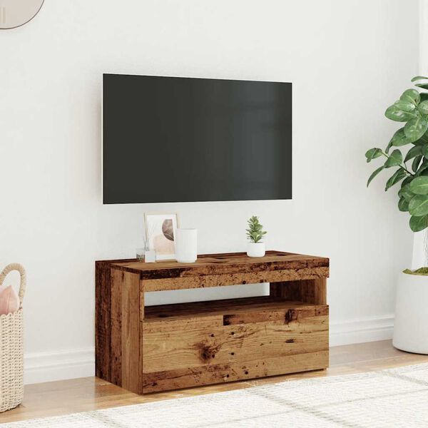 vidaXL TV-Schrank mit LED-Leuchten Altholz-Optik 75x35x40 cm