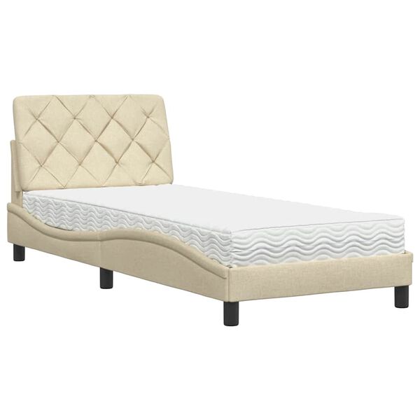 vidaXL Bett mit Matratze Creme 80x200 cm Stoff