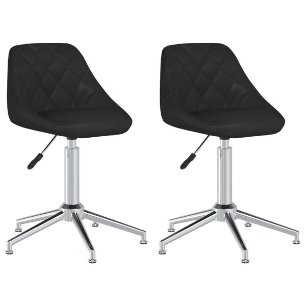 vidaXL Esszimmerst&uuml;hle 2 Stk. Drehbar Schwarz Kunstleder