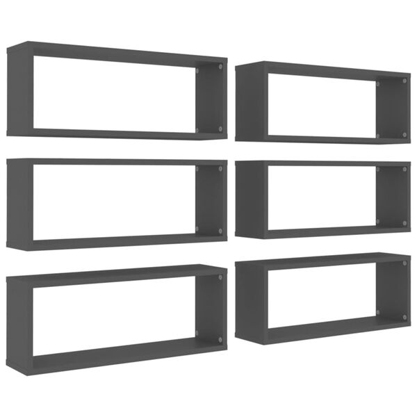 vidaXL W&uuml;rfelregale 6 Stk. Grau 60x15x23 cm Holzwerkstoff