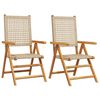 vidaXL Gartenstühle 2 Stk. Beige Massivholz Akazie und Poly Rattan