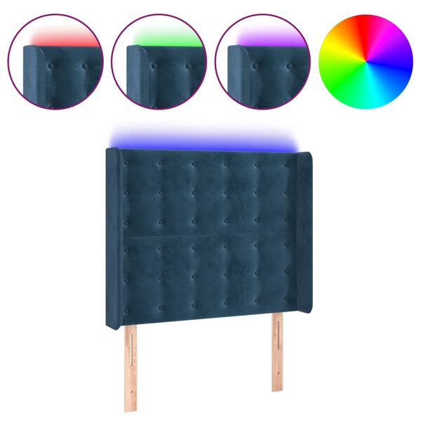 vidaXL LED Kopfteil Dunkelblau 93x16x118/128 cm Samt
