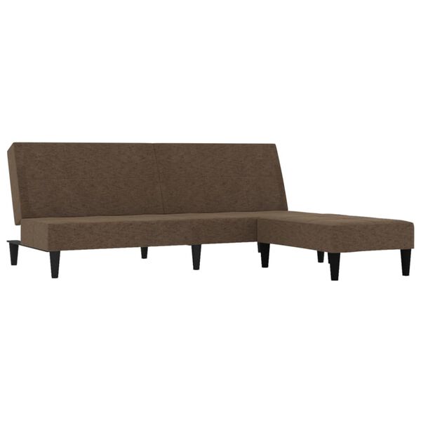 vidaXL Schlafsofa 2-Sitzer mit Hocker Braun Mikrofasergewebe