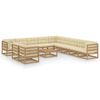 vidaXL 12-tlg. Garten-Lounge-Set mit Kissen Honigbraun Massivholz
