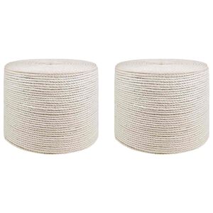 vidaXL Juteschnur 2 pcs 2 Wei&szlig; 100% Tossa Jute