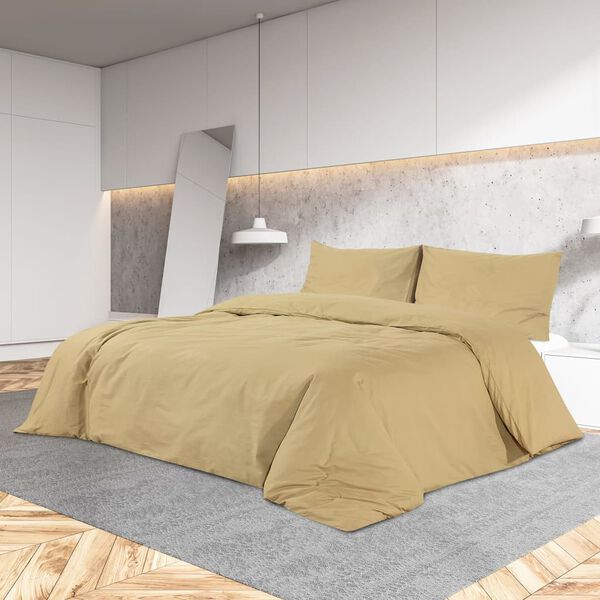 vidaXL Bettw&auml;sche-Set Taupe 140x200 cm Baumwolle