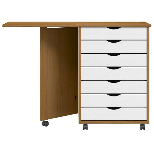 vidaXL Rollschrank mit Schreibtisch MOSS Honigbraun Massivholz Kiefer