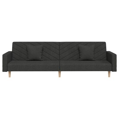 vidaXL Schlafsofa 2-Sitzer mit 2 Kissen Schwarz Stoff