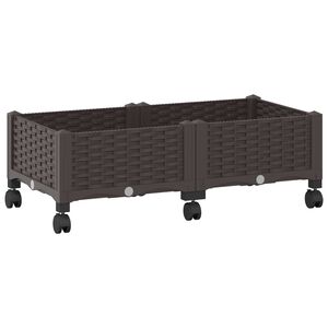 vidaXL Gartenpflanzer mit R&auml;dern Braun 80 x 40 x 29 cm PP