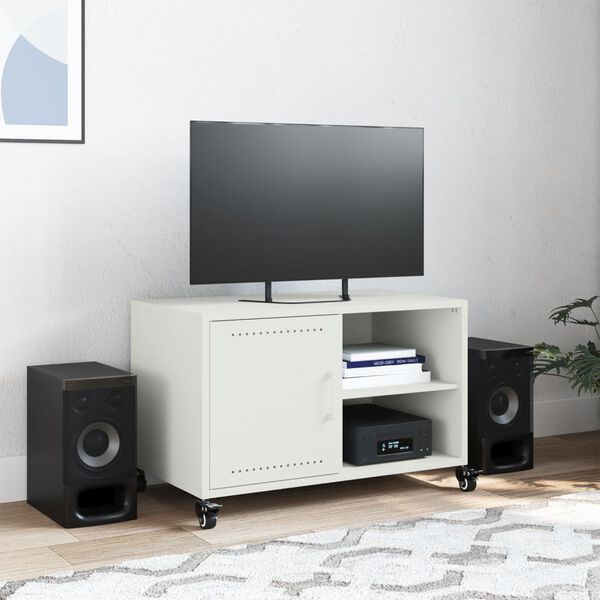 vidaXL TV-Schrank Wei&szlig; 68x39x43,5 cm Stahl