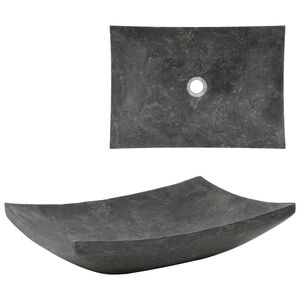 vidaXL Waschbecken 50x35x12 cm Marmor Schwarz