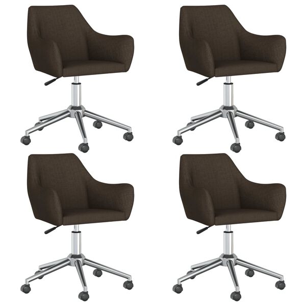 vidaXL Esszimmerst&uuml;hle 4 Stk. Drehbar Dunkelbraun Stoff