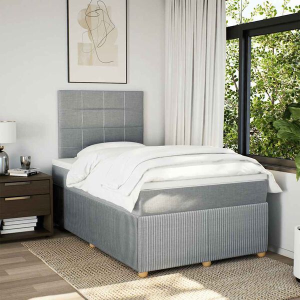 vidaXL Boxspringbett mit Matratze Hellgrau 120x200 cm Stoff