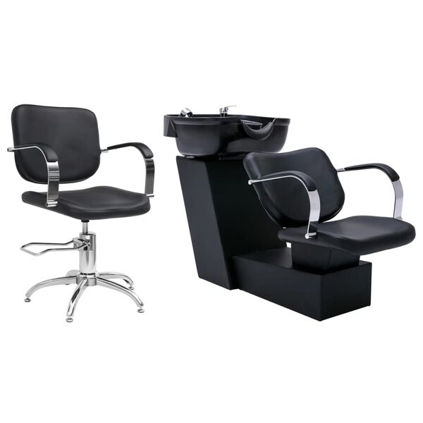 vidaXL Waschsessel mit Friseurstuhl Kunstleder