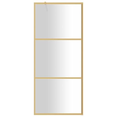 vidaXL Duschwand für Begehbare Dusche mit ESG Klarglas Golden 80x195cm