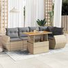 vidaXL 6-tlg. Garten-Sofagarnitur mit Kissen Beige Poly Rattan