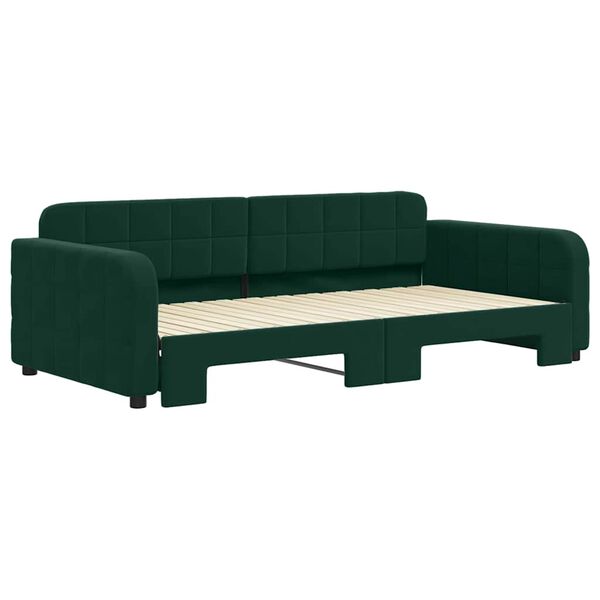 vidaXL Tagesbett Ausziehbar Dunkelgr&uuml;n 100x200 cm Samt