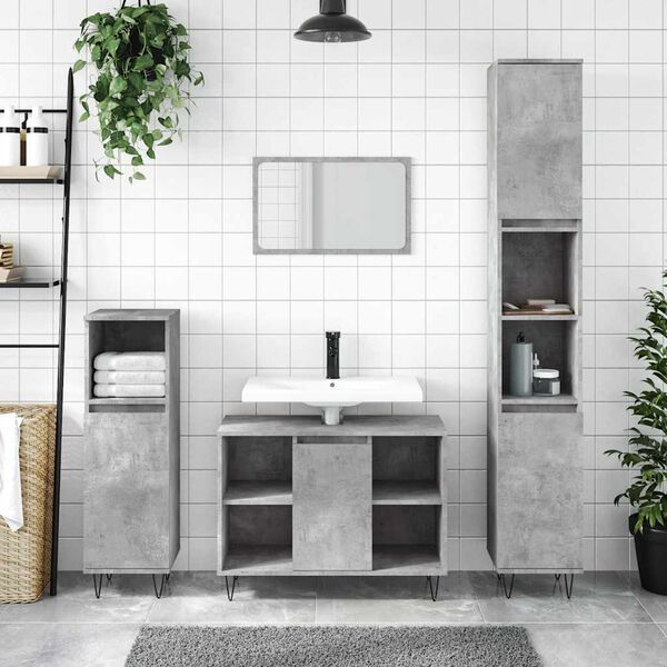 vidaXL Badschrank Betongrau 80x33x60 cm Holzwerkstoff