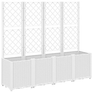 vidaXL Pflanzk&uuml;bel mit Rankgitter Wei&szlig; 160x40x140 cm PP