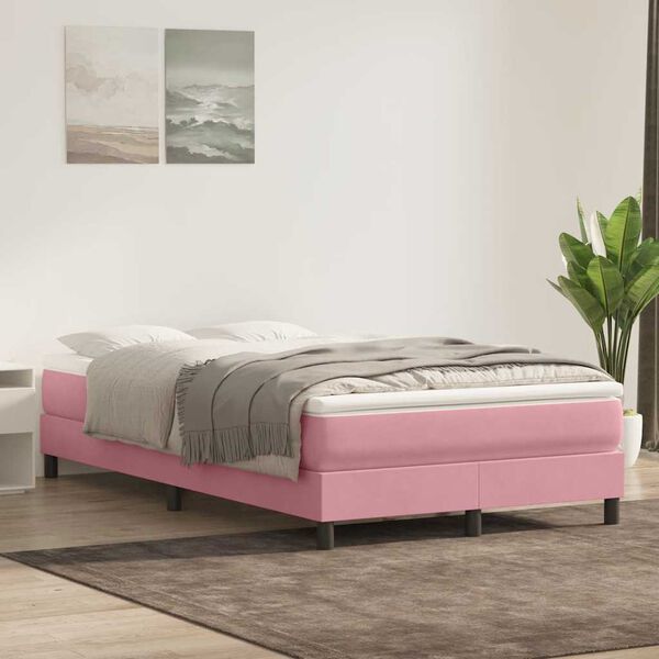 vidaXL Boxspringbett ohne Matratze Rosa 120x210 cm Samt