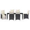 vidaXL Garten Essgruppe mit Kissen 7 pcs Schwarz Poly-Rattan