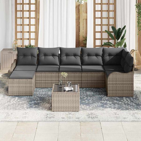 vidaXL Gartensofa-set 8 pcs Grau Poly-Rattan