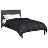 vidaXL Winterbettdecke Schwarz 155 x 220 cm Satin und Mikrofaser