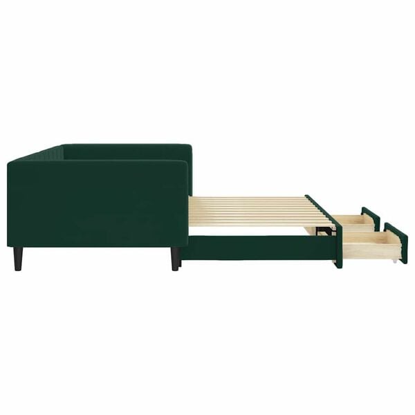 vidaXL Tagesbett Ausziehbar mit Schubladen Dunkelgr&uuml;n 100x200 cm Samt