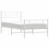 vidaXL Bettgestell mit Kopf- und Fu&szlig;teil Metall Wei&szlig; 90x190 cm