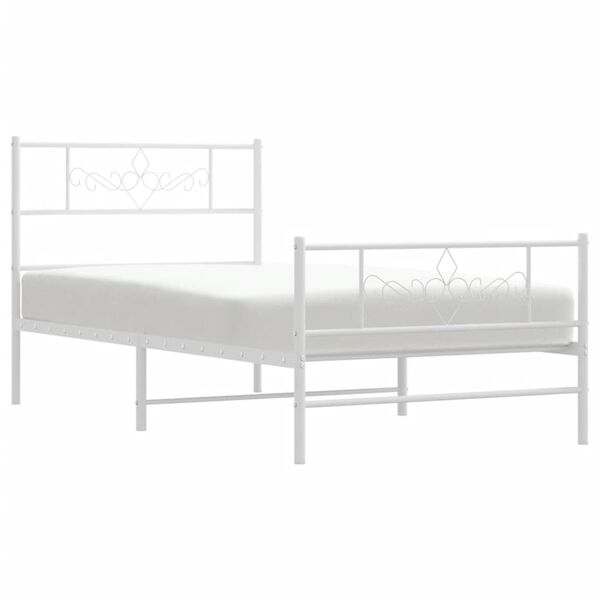 vidaXL Bettgestell mit Kopf- und Fu&szlig;teil Metall Wei&szlig; 90x190 cm