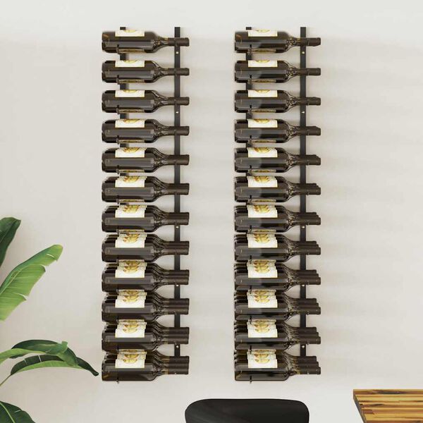 vidaXL Wand-Weinregale f&uuml;r 72 Flaschen 2 Stk. Schwarz Eisen