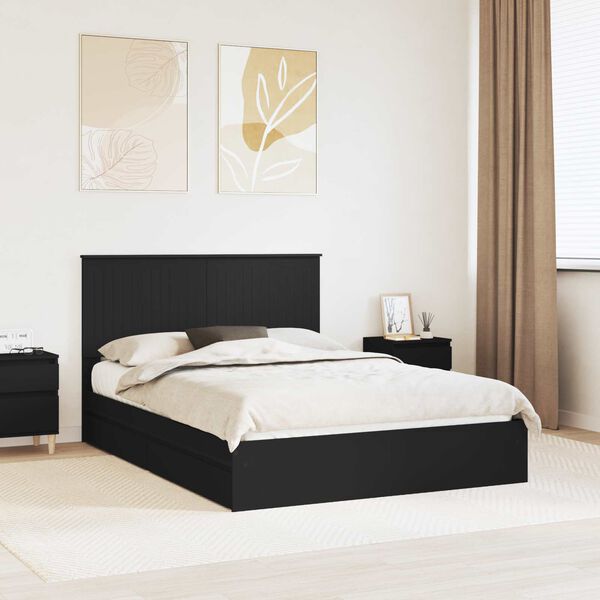 vidaXL Aufbewahrungsbett Schwarz 140 x 190 cm Holzwerkstoff