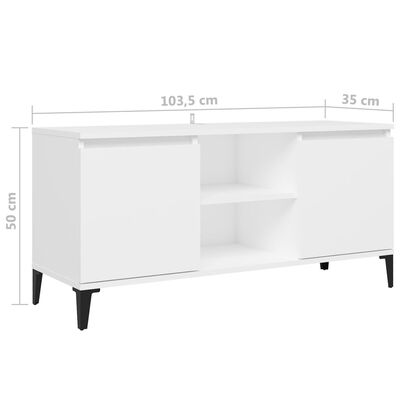 vidaXL TV-Schrank mit Metallbeinen Weiß 103,5x35x50 cm