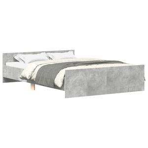 vidaXL Bettgestell mit Kopf- und Fu&szlig;teil Betongrau 140x190 cm